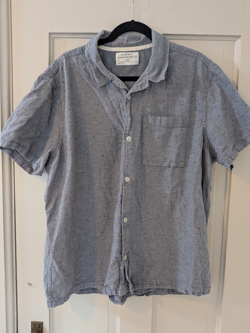 REI Men's Light Blue Short-Sleeve Button-Down Shirt